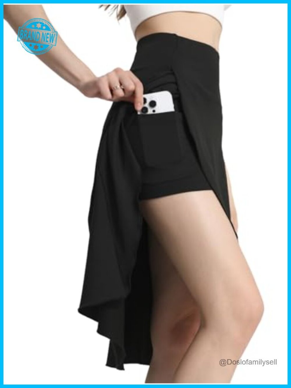 High Waist Midi Skort with Pockets Ruffle Hem Athletic Golf